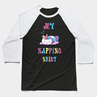napping shirt for girls wtih cute sleeping unicorn Baseball T-Shirt